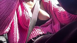 hey italiana milf artemisia flashes juicy tits on car ride