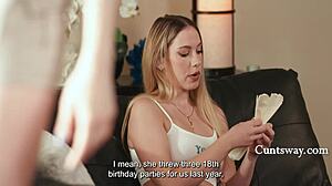 step moms birthday turns wild with horny foursome fingering scissoring and cunt licking