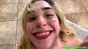 submissive teen lexi grey gags on deepthroat cock with face slaps and ass licking