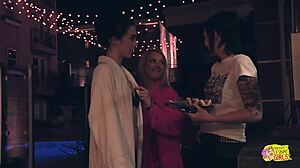 Wow three bikini babes finger lick pussies and strap-on fuck on the bed!