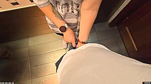 stranger creampies my wet panties in restaurant toilet