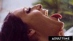 Cadence Lux and Aiden Ashley squirt endlessly! Lesbians cum from rimming and tribbing