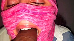 who wouldn't spy on this blindfolded euro slut slurping sloppy on masked bbc pov?!