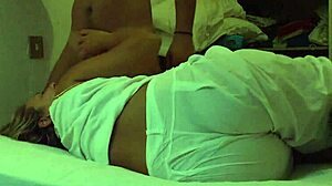 italian mature milf gives bedroom blowjob and handjob fun