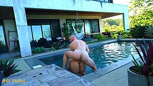 Poolside Temptation Leads to Anal Penetration and Throat Exploration