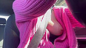 hey italiana milf artemisia flashes juicy tits on car ride