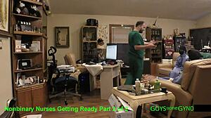 doctor tampa milks cum in humiliation hospital handjob by latex glove nonbinary nurses!