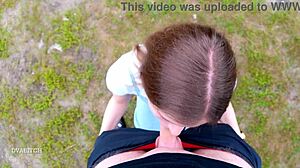 outdoor deepthroat facefuck petite girlfriend begs cum covered swallow rough public