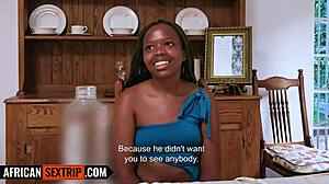 Petite Black Teen Sloppily Deepthroats Massive White Cock POV Kneeling