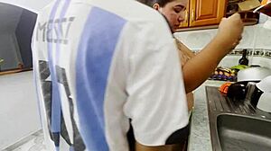 Colombian BBW with big ass and tits gets bareback fucked rough in kitchen scandal