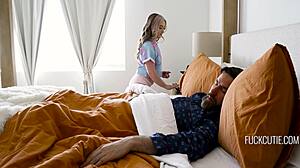 Petite 18+ stepdaughter seduces daddy during heist. Monster cock pounds her tight young hole relentlessly