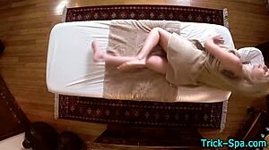 Teen babe with big tits fingered hard by sneaky masseur on hidden cam