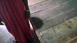 desi girlfriend kneels sucking boyfriend's cock in bathroom