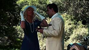Slutty Natasha Marley's Shaved Pussy Rides Paul Chaplin's Cock Outdoors