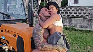 Colombian Mariana Martix Rides Italian Farmer's Big Cock on Tractor