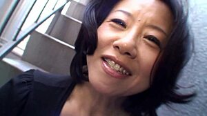 Asian Brunette Junko Sakashita Flashes Boobs on Street Before Masturbating