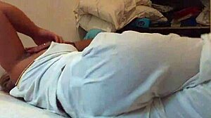 italian mature milf gives bedroom blowjob and handjob fun