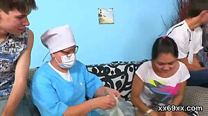 doctor drills virgin cutie's hymen with man's help!
