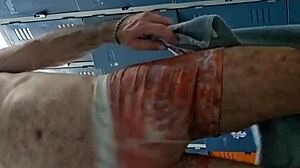 Sexy Amateur Jerks Monster Cock In Gym Bathroom Stall