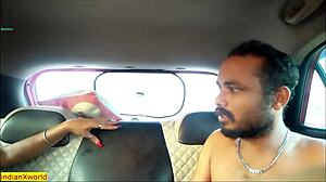 Hot desi indian girlfriend with shaved pussy gets fucked hard inside the car on our dating adventure