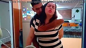 stepsons friend sneaks in kitchen fucks mommy rough while she washes dishes creampie big ass natural tits