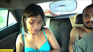 Hot desi indian girlfriend with shaved pussy gets fucked hard inside the car on our dating adventure