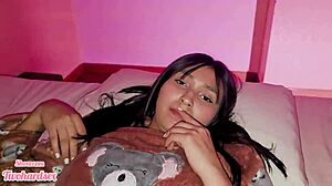 step cousin's shaved pussy filled with my thick creampie breeding load