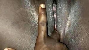 damn african whore's tight shaved pussy fingered deep