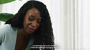 Massage turns into hot ebony-on-ebony pussy feast?