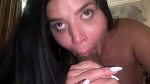 Homemade Latina Deepthroats Big Black Cock to Rough Creampie
