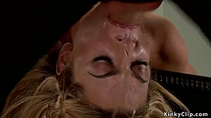 Tied Blonde Slave in Stockings Has Pussy Plugged and Punished Hard