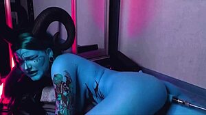 can you handle this tattooed blue-eyed slut's huge tits pounded by fucking machine!?