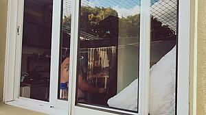 Chubby Neighbor Caught Bare And Busty