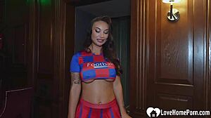 trainer rips clothes and fucks hottest cheerleader on office desk