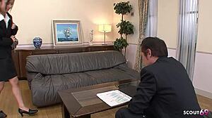 old ugly boss binds skinny japanese secretary for rimjob creampie pounding after office seduction