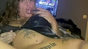 Check out this thick goth teen fucking her big ass before parents get home