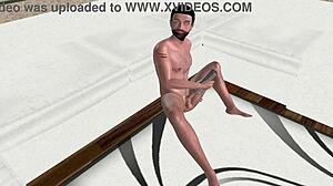 3D Hunk Gripping Tight Fleshlight Torches Massive Cock In Explosive Solo Jerk-Off Climax