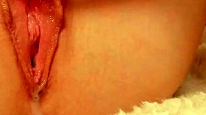 Skinny Blonde Shoves Dildo Deep in Creamy Shaved Pussy