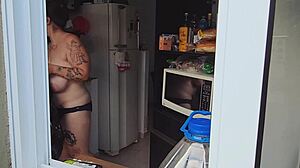 Chubby Neighbor Caught Bare And Busty