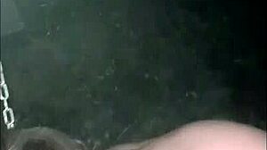 french milf slave at gloryhole sucking cocks and taking cum facials outdoors