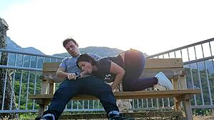 crazy latina cheerleader sucks stranger cock on mountain trail!