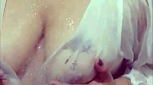 damn, this viral student's solo shower shows off her huge tits and pussy lips