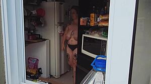 Chubby Neighbor Caught Bare And Busty