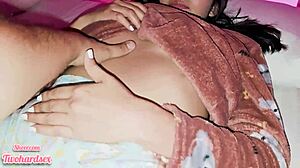 step cousin's shaved pussy filled with my thick creampie breeding load