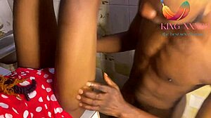Ebony Slut Squirts Gushing on Big Black Cock Kitchen Pound
