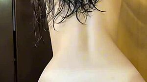 dripping college babe bends over post-shower for roommate's huge cock in dorm pussy ride