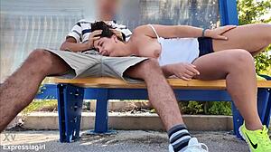 I fucked my cheating stepmom's mouth right at the bus stop!