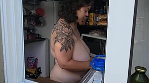 Chubby Neighbor Caught Bare And Busty
