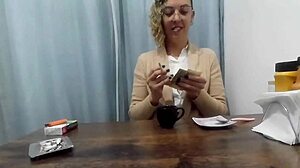 A desperate lesbian trades blowjobs and pussy fucks for cash in coffee shop bathroom