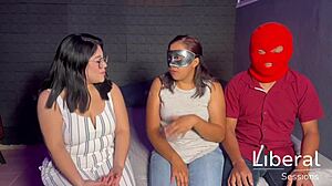 couple tries first cuckold as husband watches latina wife with two guys